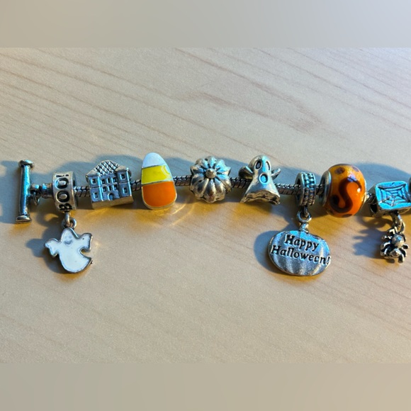 Vintage Willabee & Ward October Halloween Bracelet Pumpkins Ghosts Cat - Picture 9 of 10